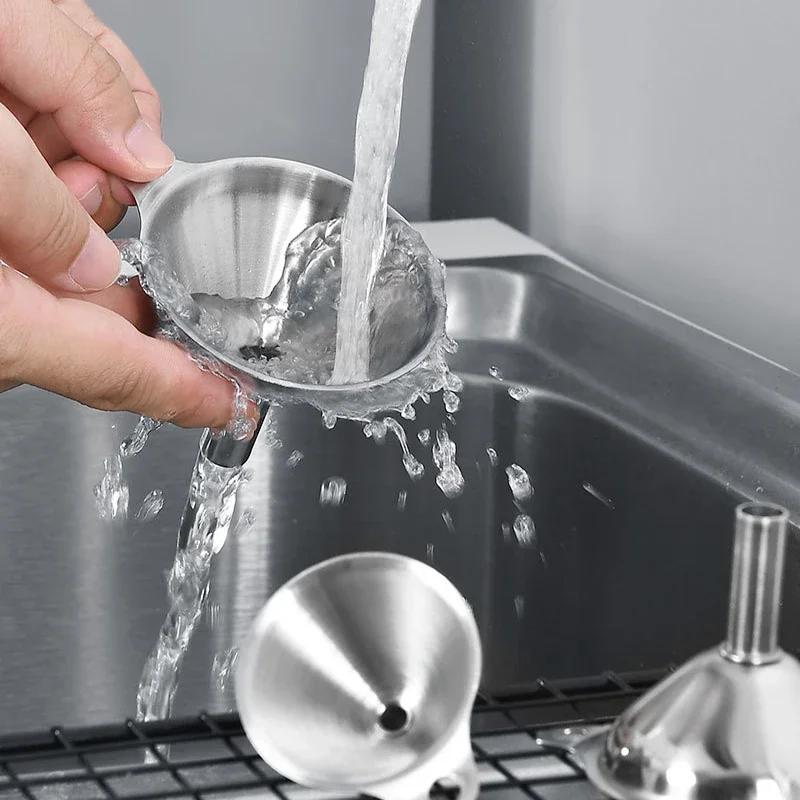 3 шт./набор Воронка из нержавеющей стали Портативная конусная воронка Для наливания масла Вина Жидкости Бункер Многофункциональная кухонная воронка Для жидких масел Порошка