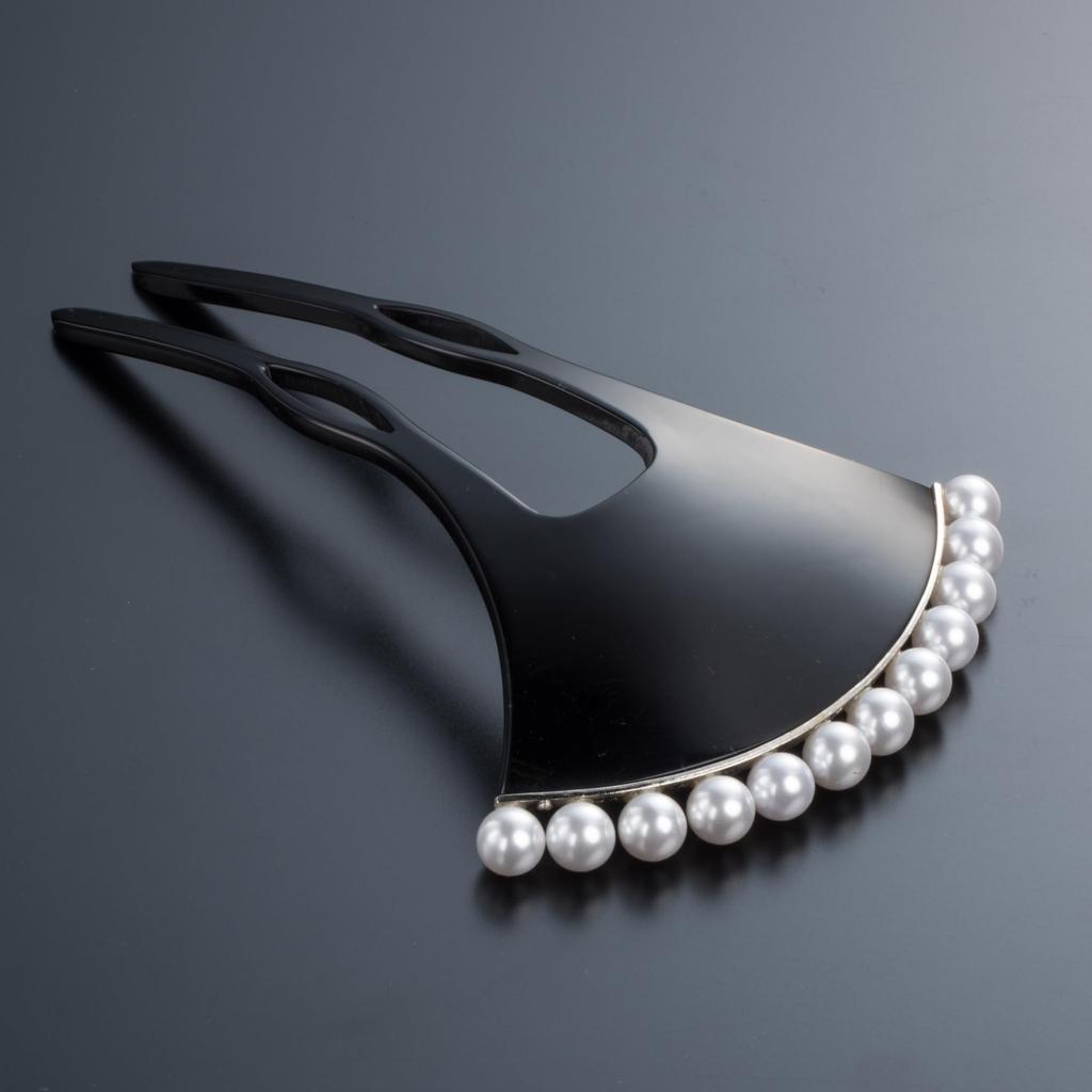 Pearl Hairpin Hair for Kimono Hair Ornament [Sanbi] Ginkgo-shaped [Large] Ornament, Hairpin, Hairpin, Ginkgo-shaped, Entrance/graduation, (gold Line)