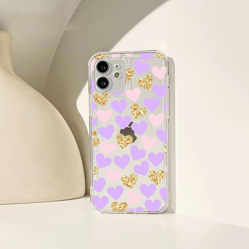 Чехол для телефона с сердечками и пульсацией для Iphone 11 12 13 14 Pro Max 7 8 Plus X Xr Xs Max Se 2020, мини-прозрачный чехол