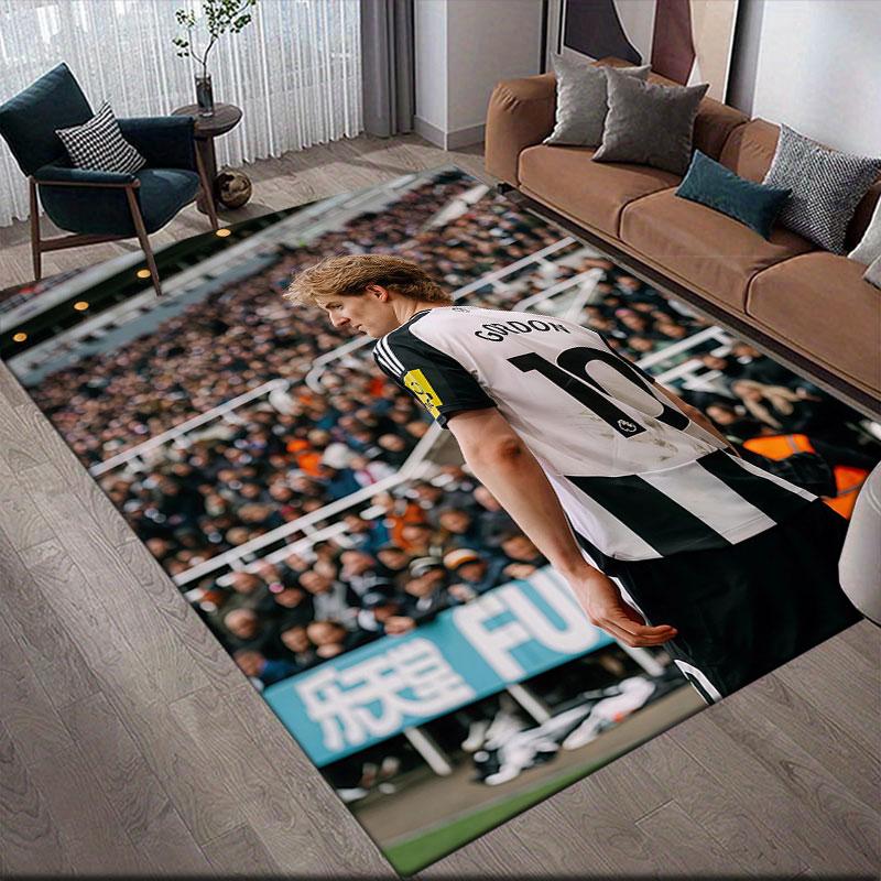 Gordon Flannel Printed Carpet, Home Sofa Decoration for Living Room & Bedroom, Non‑Slip Play Flannel Floor Mat for Game Room