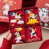 4Pairs Blessing Words Zodiac Horse Socks Cotton Winter Red Socks Creative New Year Red Socks  Gifts
