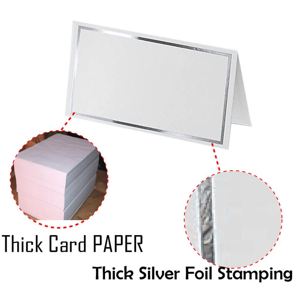 Set of 50 Stylish Gold Rimmed Table Name Cards for Wedding Banquet Dinner Party and Festival Gold/ Silver Accent