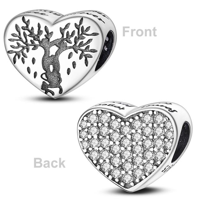 Heart Shape 925 Silver Family Lover Affection Pendant Charm Beads Fit Woman's Cute Bracelet DIY Jewelry For Women