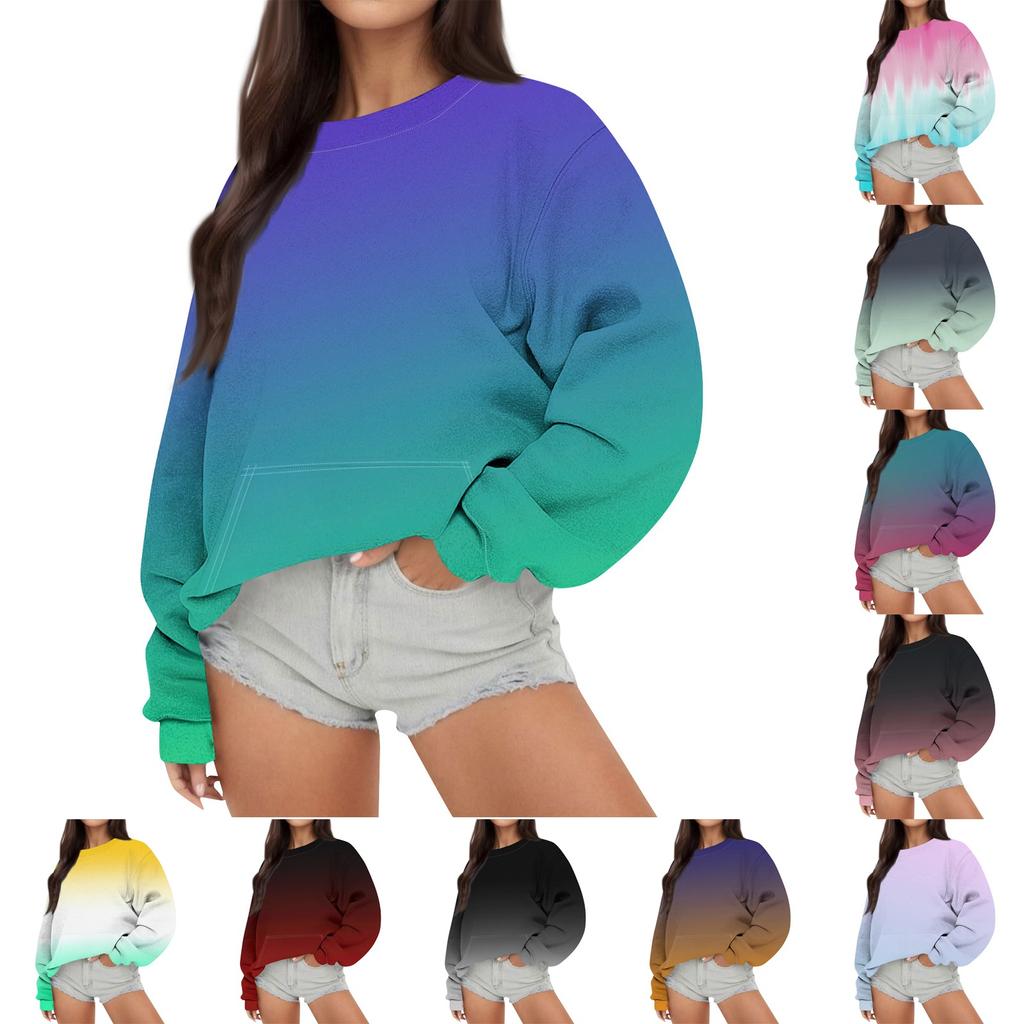 Женская повседневная модная Свободная толстовка с длинным рукавом и круглым вырезом с принтом