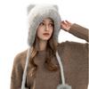 Luxury Women's Hand Knitted Mink Fox Fur Trim Wool Blend Hat Winter Beanie Warm Thermal Ear Protection Fashionable Functional