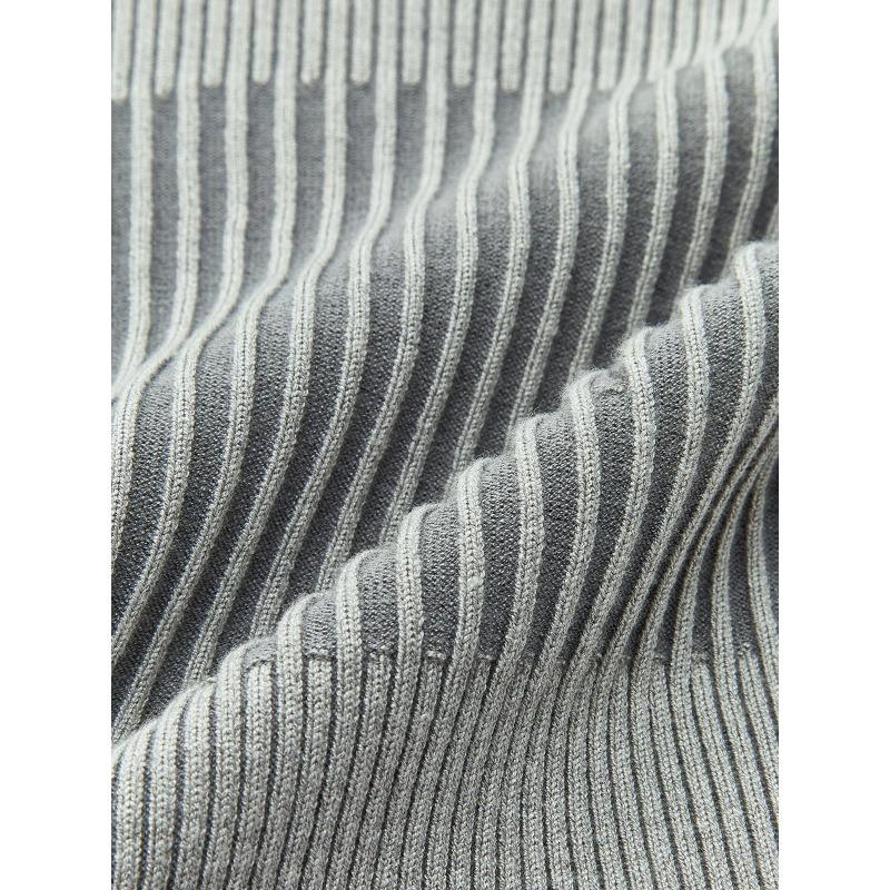Women S Slim Fit Striped Knit Sweater Round Neck Long Sleeve Base Top
