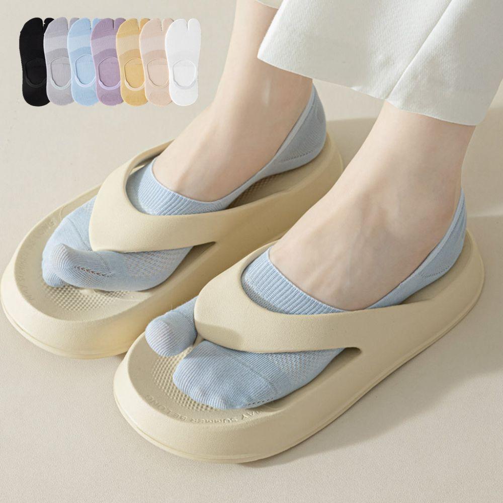 Solid Color Invisible Tabi Socks Cotton Non-slip Two Toe Socks Separate Toe Boat Socks Sports