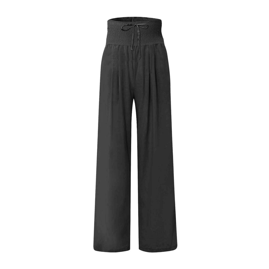Women's Fashion Loose Casual Solid High Waist Wide Leg Pants Casual Pants