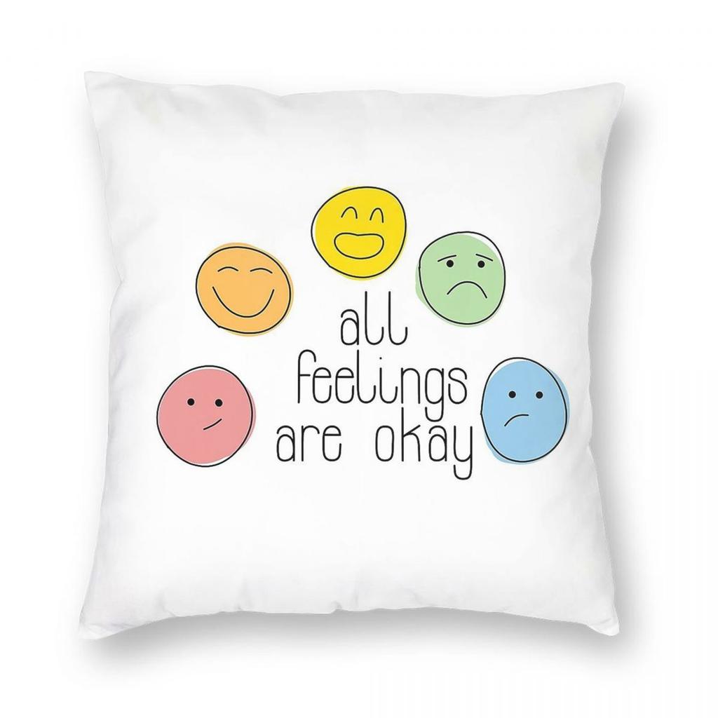 All Feelings Are Okay Health Pillowcase Polyester Linen Velvet Creative Zip Decorative Throw Pillow Case Home Cushion Case
