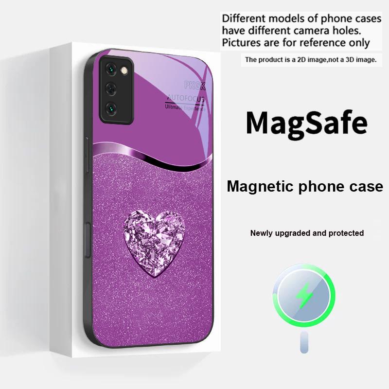Градиентный Алмазный Чехол-Книжка Love For Magsafe Samsung S25 S25 Edge S25Ultra S8 9 10 20 S21 Pro 22 Plus S23 FE S24 Ultra Стеклянный Чехол для Телефона