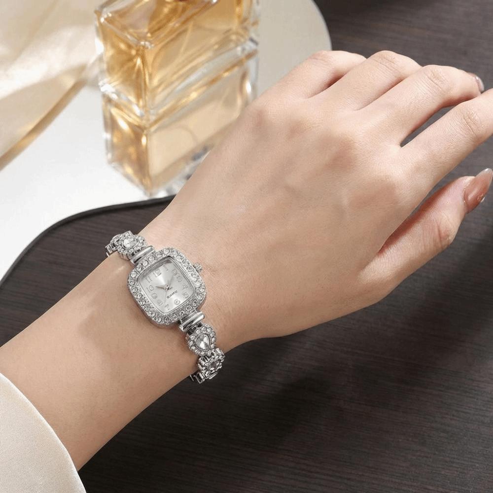 with Adjustable Bracelet Square Shaped Watch Rhinestone Women Wristwatch New Quartz Watches Gift