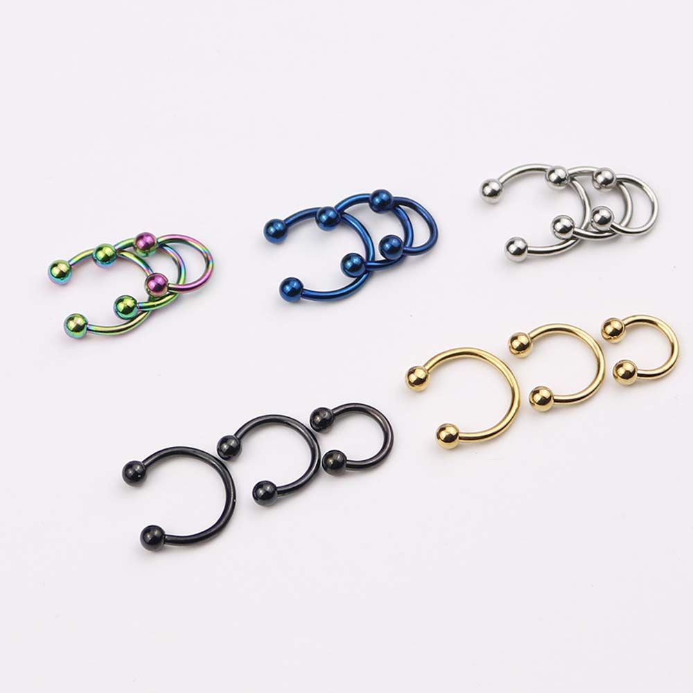 Для женщин круглые кольца в форме буквы C из нержавеющей стали кольца для носа кольца для губ украшения для пирсинга тела