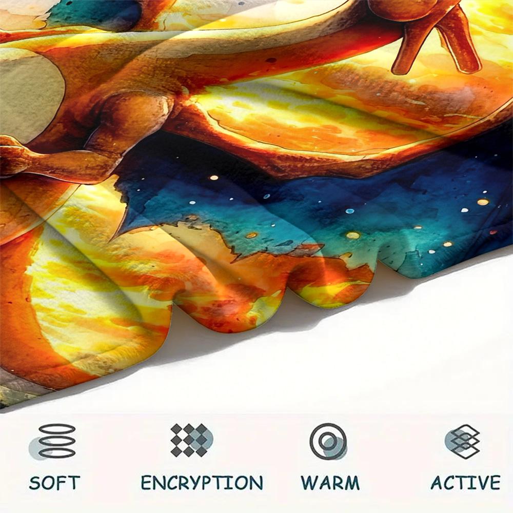 Sky Flare Dragon Print Flannel Blanket, High quality Comfortable for All Seasons, Home Decor, Warmth and Comfort