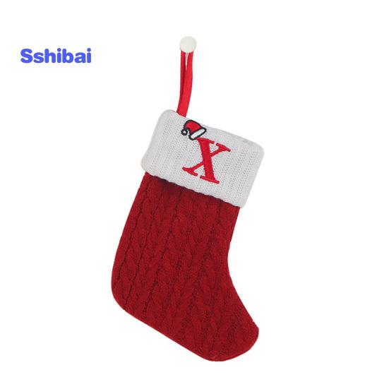 Рождественский чулок с вышитой буквой и подвесной веревкой, тонкая работа, рождественский чулок, праздничное рождественское украшение
