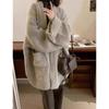 Lazy Wind New Loose Medium and Long Thickened Autumn and Winter with Knitted Cardigan Sweater Jacket Women