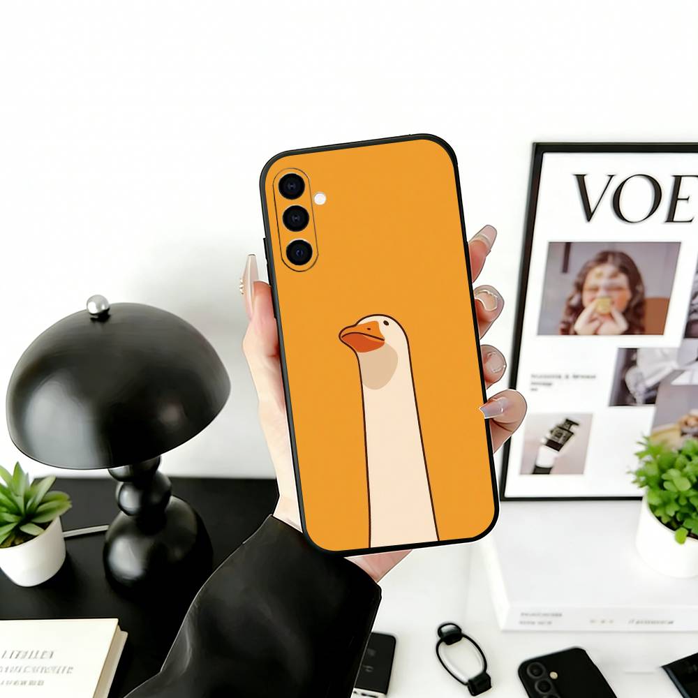 Duck Phone Case Black Silicone Soft For Samsung Galaxy A73,A72,A71,A70,A53,A52,A51