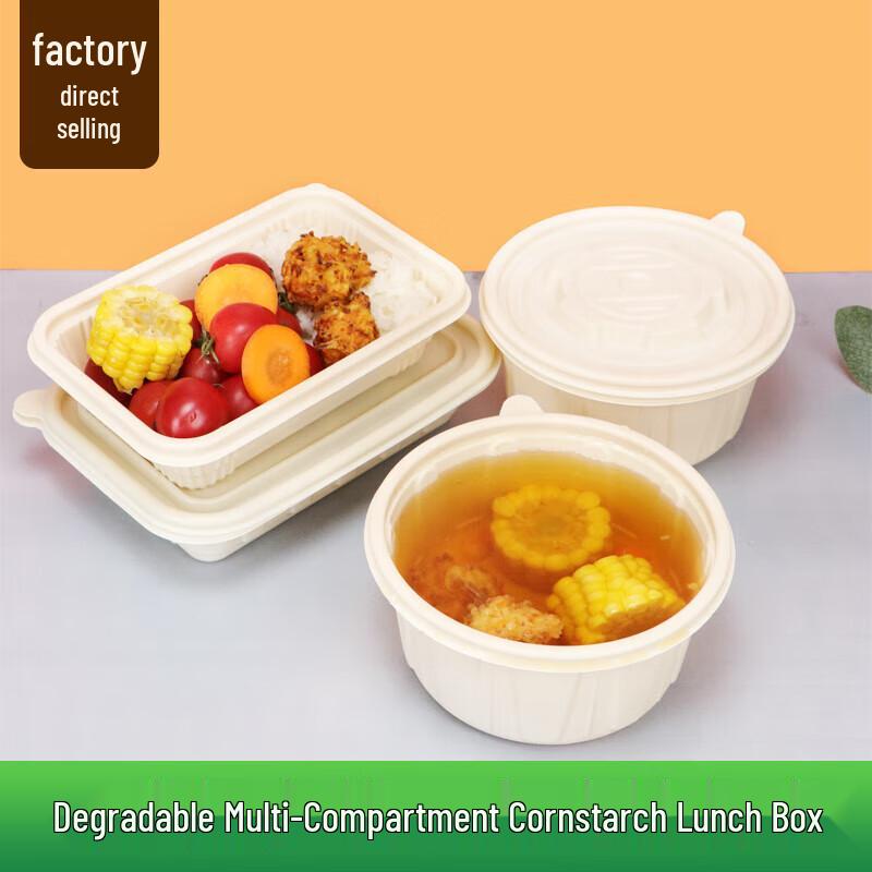 Degradable 4-Compartment Takeout Meal Box