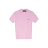 Polo SS23 Однотонный трикотажный топ с круглым вырезом и вышитым логотипом с короткими рукавами, женские топы, розовый цвет 211910987-003