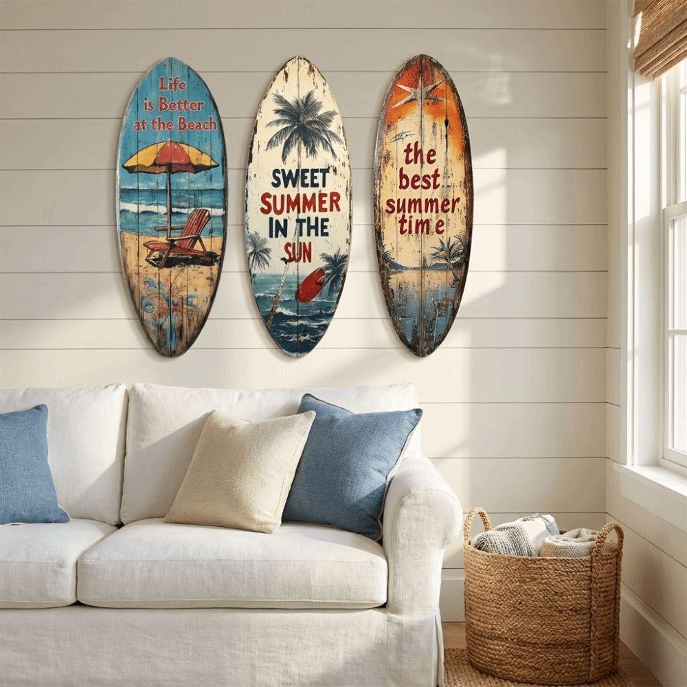 Summer Surfboard Wall Hanging Beach Themed Surfboard Sign Ornament Perfect Gift for Surfers