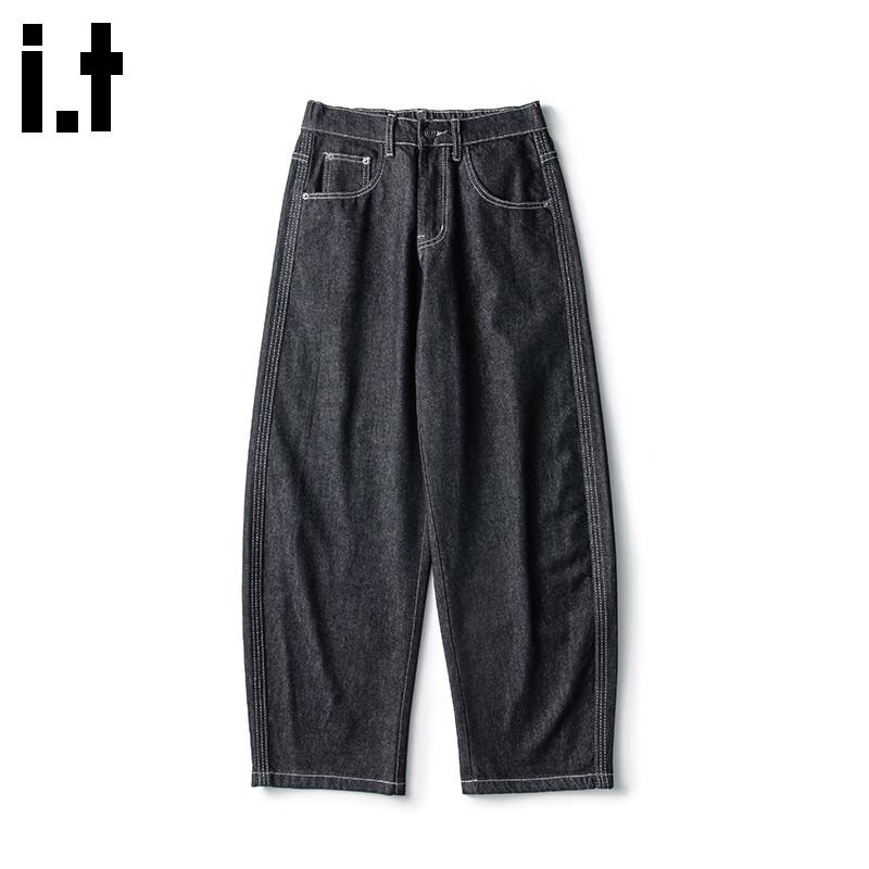 Мужские джинсы из необработанного денима CHOCOOLATEit с изогнутыми широкими штанинами