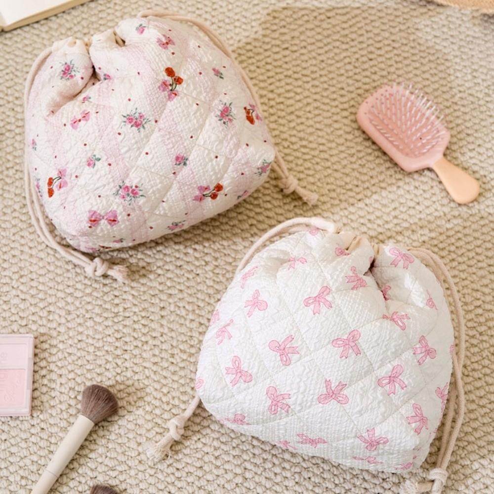 Сумка для хранения украшений Косметичка Мешок на завязках Цветочная сумка для макияжа Портативный кошелек для монет Путешествия