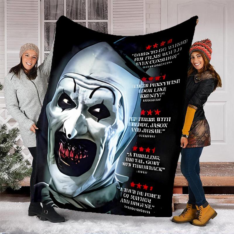 Art the Clown Terrifier1 printed throw blanket—lightweight,soft,warm;versatile blanket for all seasons—perfect as &air-conditioning throw,nap blanket