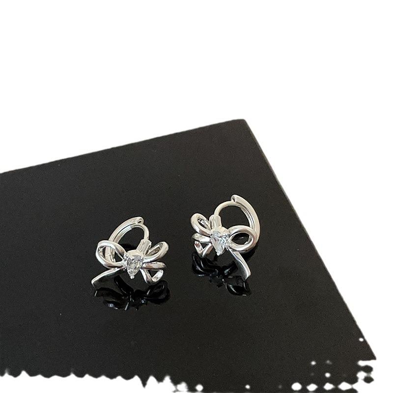 Серьги-бантики с микро-инкрустацией из циркония, женские, нишевые, дизайн, сладкие и милые, простые, индивидуальные, универсальные серьги
