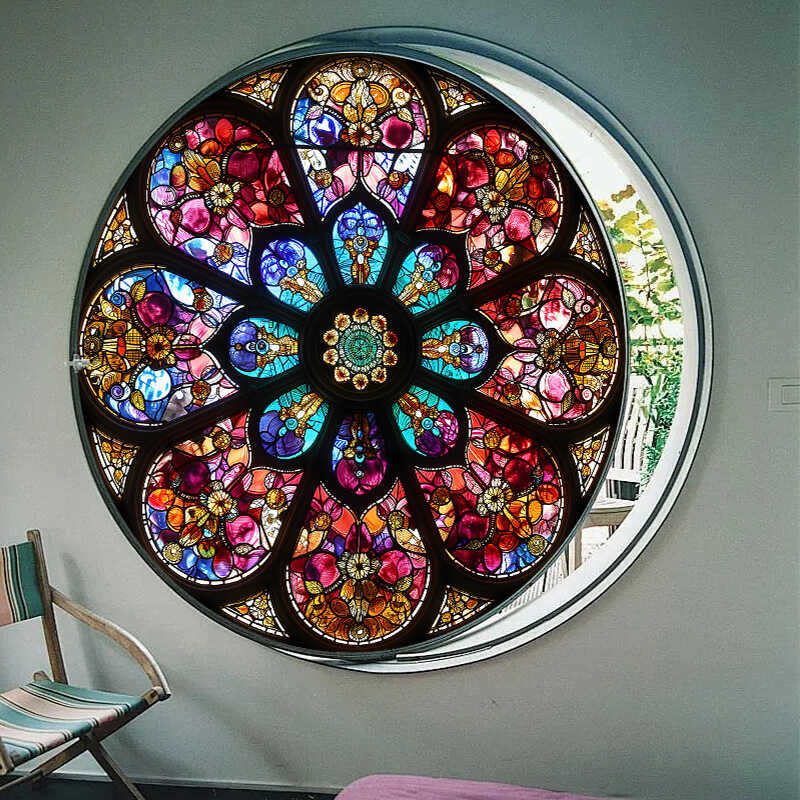 Self-adhesive European Vintage Stained Glass Film Window Anti-peeping Window Sticker Stained Glass Window Film Frosted / Etched