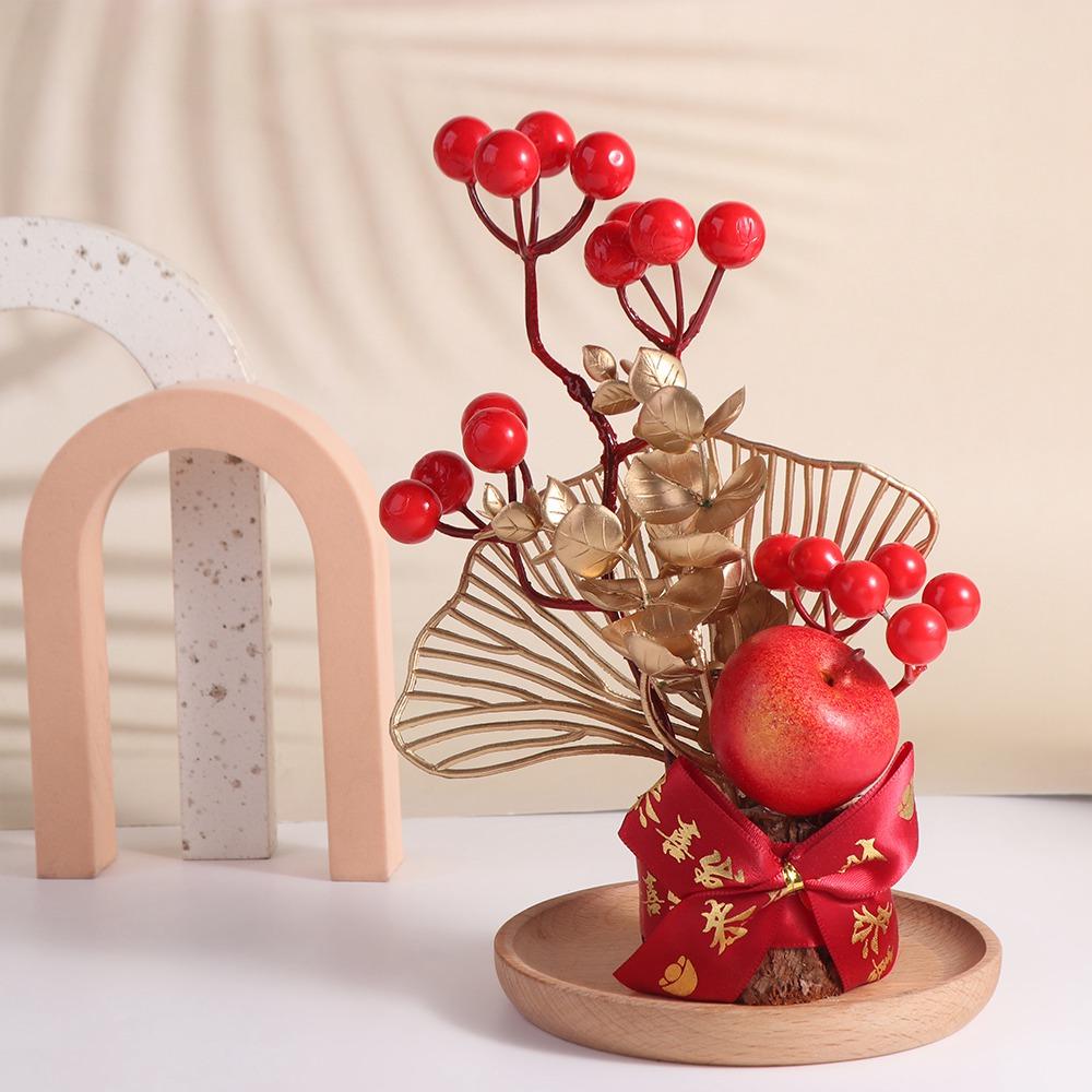 Best Wishes Spring Festival Pots Red Berry Branch Wedding Pots Chinese Tabletop Pots Home Decor