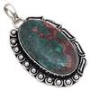 Pendant Chrysocolla Gemstone Handmade Mother'Day 925 Silver Jewelry 2.25"