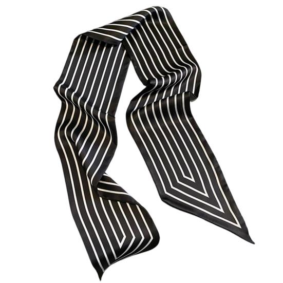 Women Neck Scarf Striped Contrast Color Satin Triangle Edge Wide Band Neck Decoration OL Style Commute Lady Hair Band Clothes Accessory