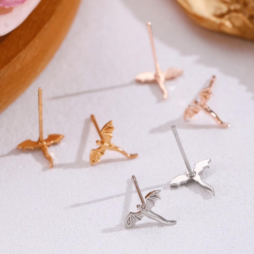Personality Metal Stud Earrings Small Flying Dragon Stud Earrings Vintage Dragon Earrings Daily
