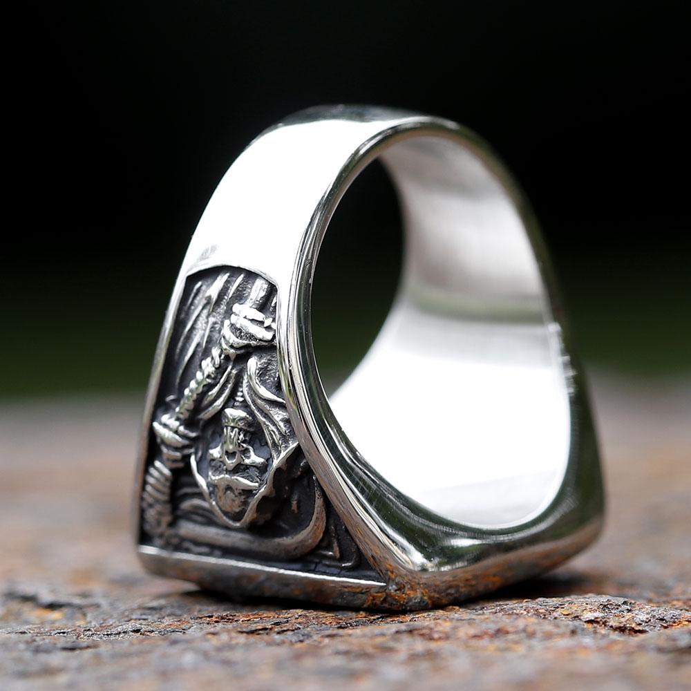 Vintage Mens 316L Stainless Steel Rings for Men Death Sickle Domineering Skull Ring Men's Hip-hop Punk Party Jewelry Gift