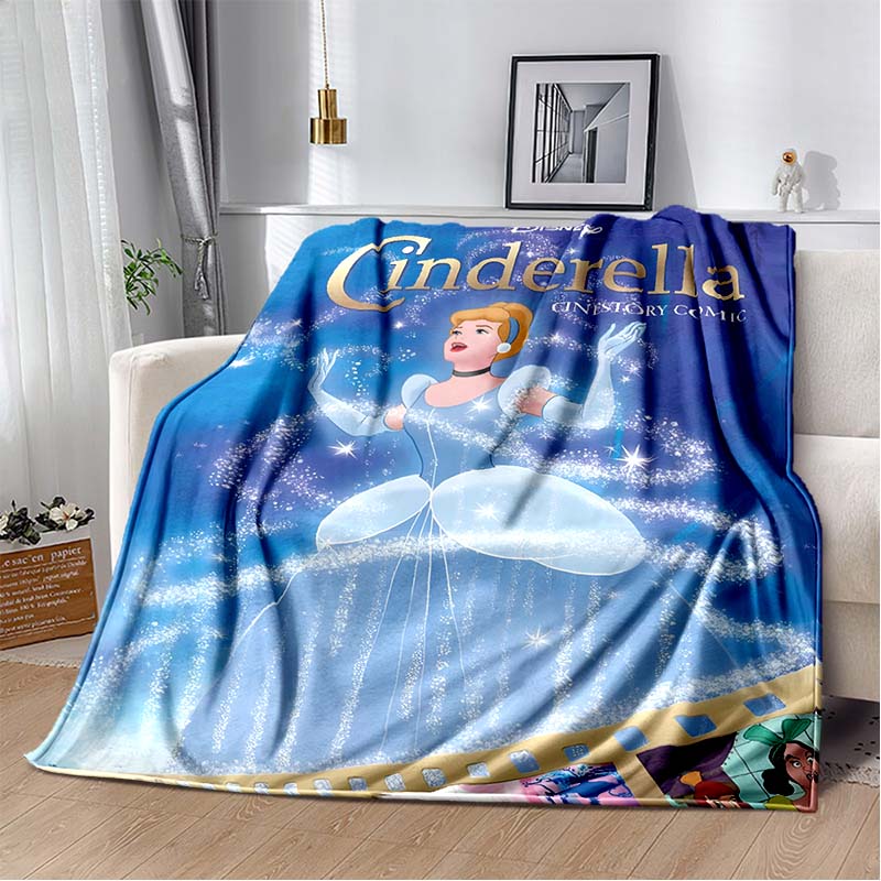 6 Sizes Princess Cinderella Cartoon Soft Flannel Fluffy Throw Camping Blanket for Children Sofa Throw Thin Blanket Female Gift