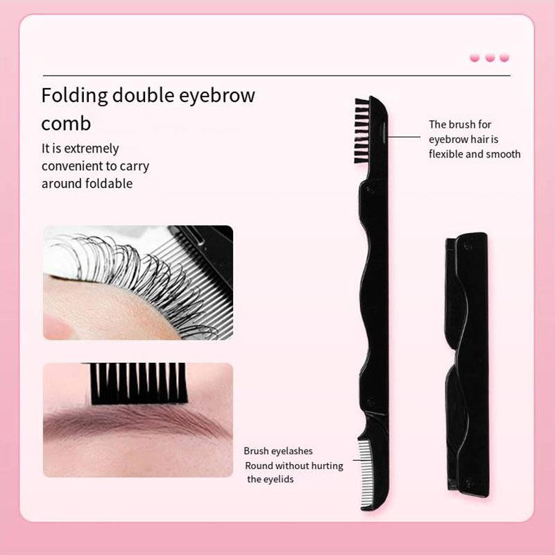 Щипцы для завивки ресниц, прямая стальная расческа, складная щеточка для бровей с двойной головкой, многофункциональный косметический инструмент, 4 набора накладных ресниц