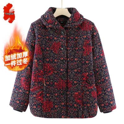 Зимняя стеганая куртка с плюшевой подкладкой для пожилых женщин