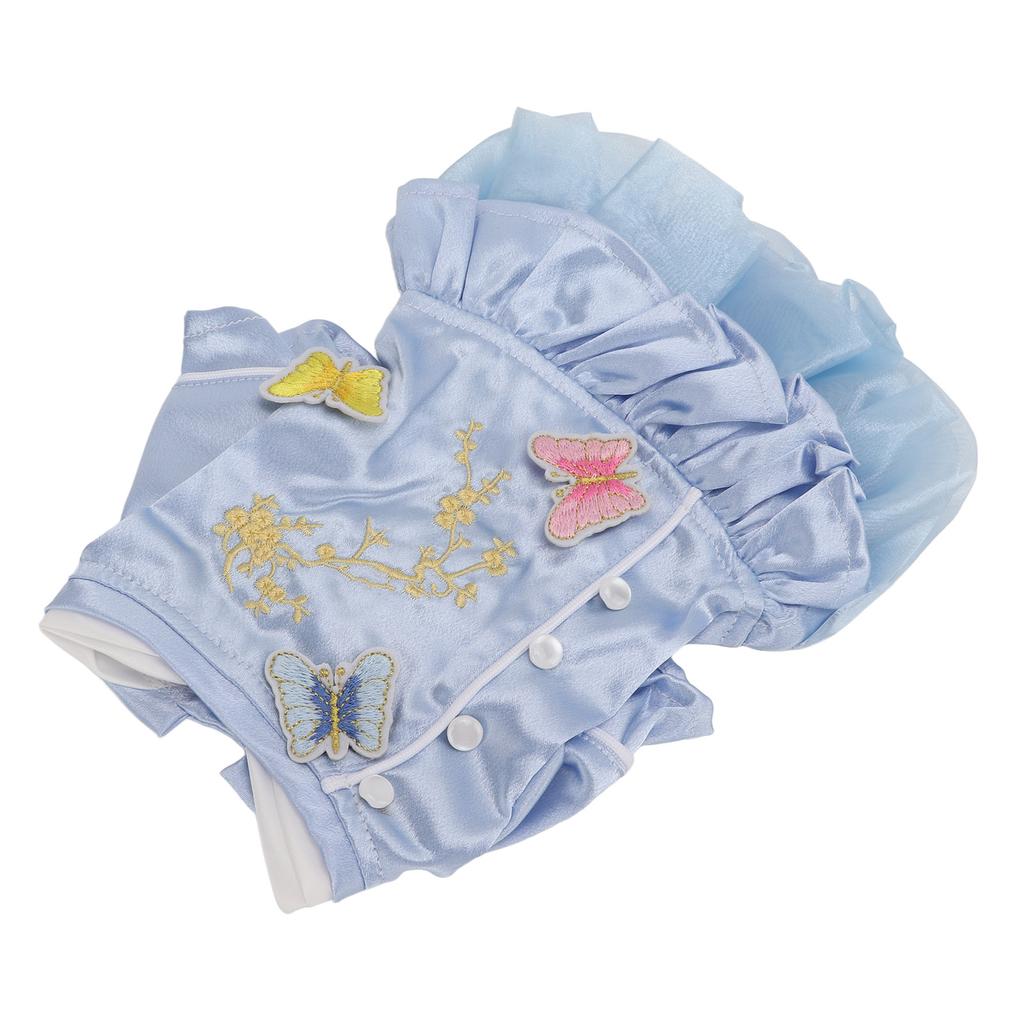 Pet Chinese Style Clothes Spring and Summer Embroidered Skirt Dog Cheongsam Clothes Suitable for Puppy Cat