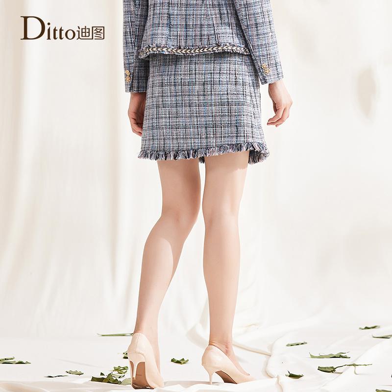 Ditto Plaid Woolen High-Waisted Casual Half Skirt