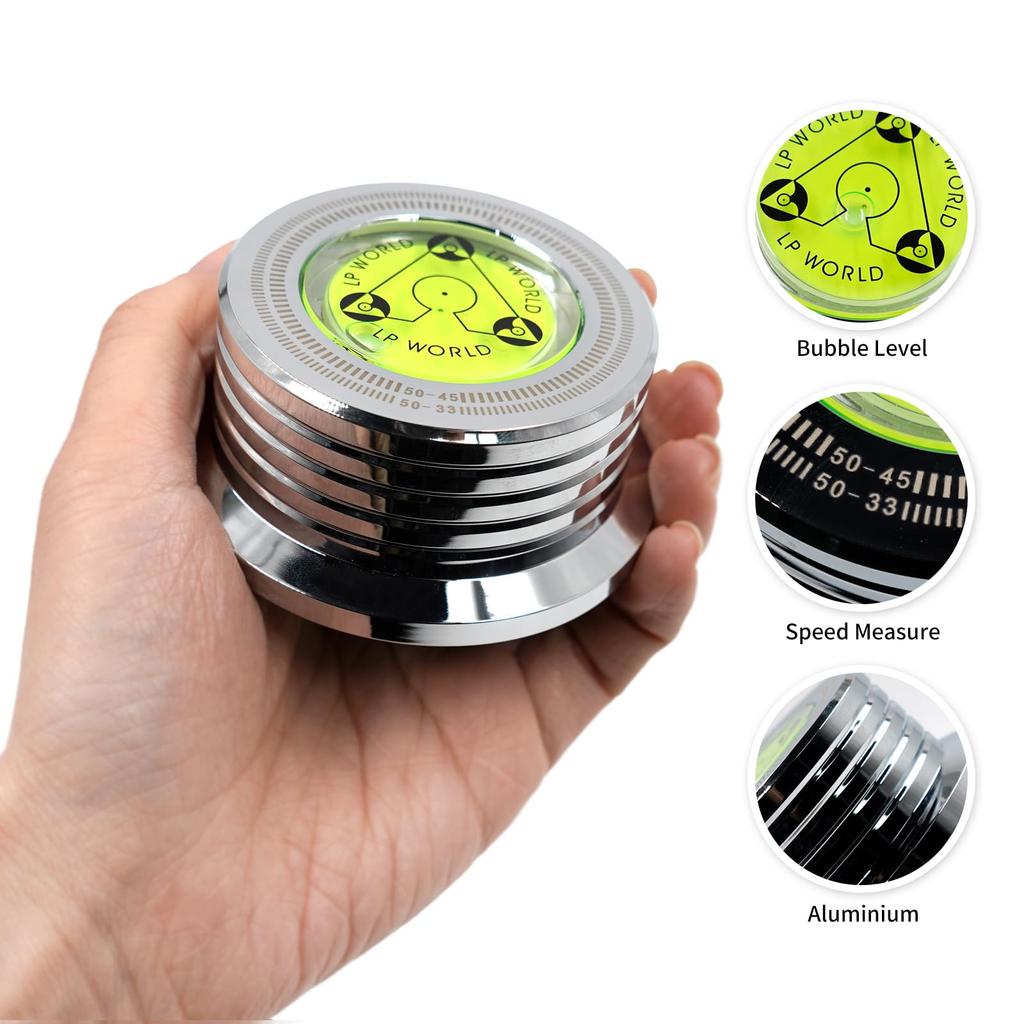 MayRecords Record Weight LP Aluminum Disc Stabilizer Turntable Vinyl Clamp Aluminum Vibration Damper for Record Player (Silver)