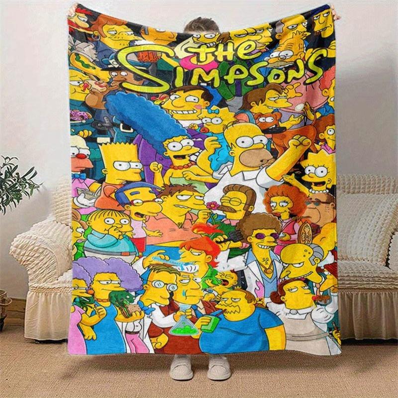 1pc The Simpsons (2) Printing Blanket - Soft, All-Season Throw for Living Room, Beroom,Personalize Gift with Aorable Cartoon esign