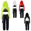 3Pcs Girls Hip Hop Dance Costumes Kids Street Dance Clothes Set Cropped Hoodie Tank Top Sweat Pants Set