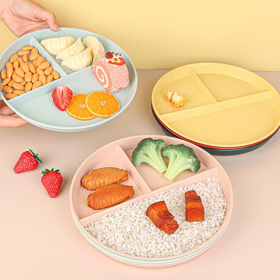 Home Breakfast Tableware Children Three Compartment Divided Meal Plate Weight Loss Ration Unbreakable Dish Plate