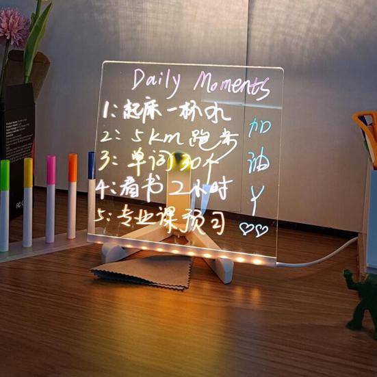 LED Note Board with 7 Colors Pen Reusable Easy To Use Glowing Acrylic Message Marker Board with Light LED Illuminated Drawing Board