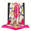 Printed Silk Scarf for Women Versatile Thin Simulation Silk Scarf 90*90cm Large Square Scarf