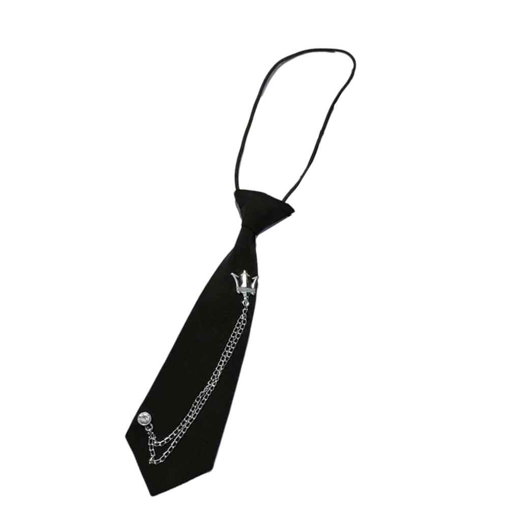 Campus Preppy Necktie Metal Crown Chain Neck Tie Student Uniform Adjustable Pre Tied Neck Tie Shirt Collar Neckwear