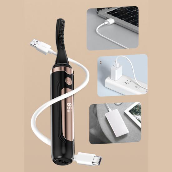 Электрические щипцы для завивки ресниц с подогревом, светодиодный дисплей, 4 температурных режима, зарядка через USB, быстрый нагрев