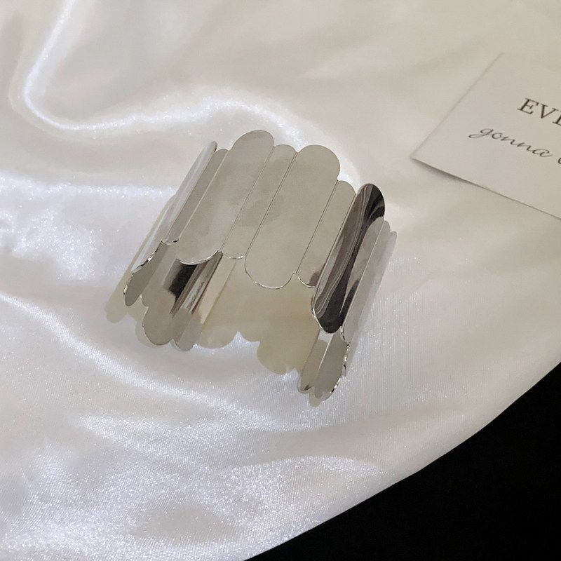 European and American Style Irregular Open Bracelet, New Arm Ring, Silver High-End Arm Band, Minimalist Metal Unique Hand Accessory