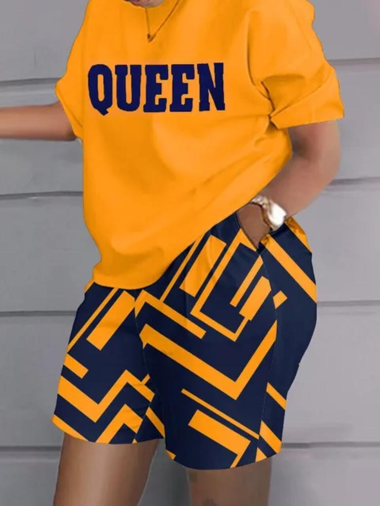 Повседневный топ и шорты, комплекты, повседневная футболка с коротким рукавом, женский летний комплект с градиентом и 3D принтом, карманные шорты, костюм, женская футболка, шорты