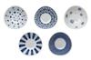 Saikaitoki Small Bowl Japanese Indigo Indigo Ball Triangular Small Bowls of 5 Set, Tableware, (Set Designs)