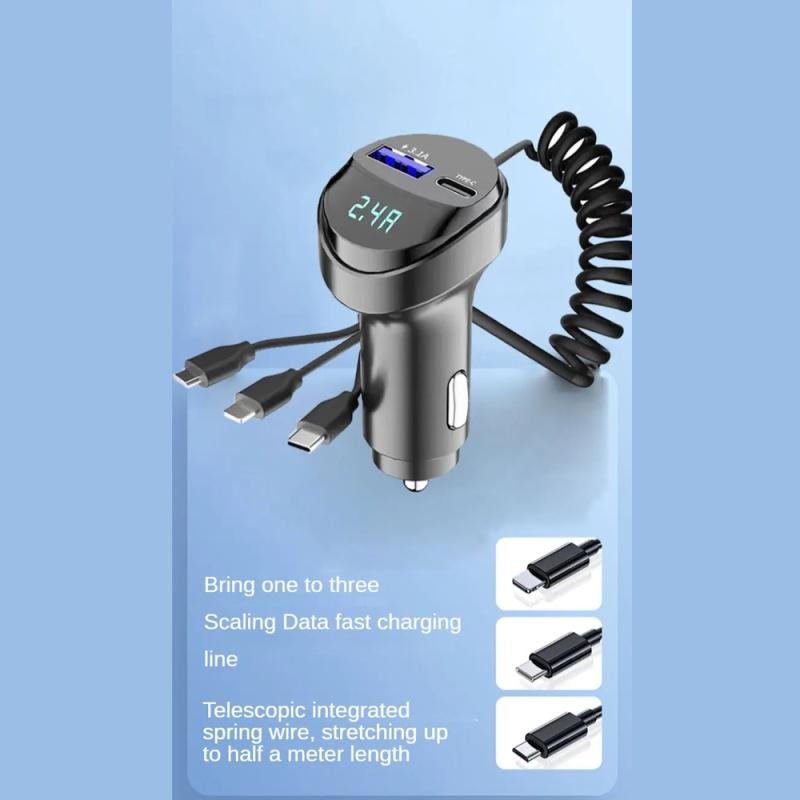 Car Charger QC 3.0/3.1A Fast Charging USB Charger Dual Ports With 3 In